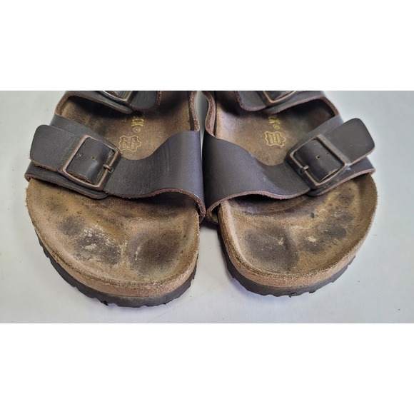 Birkenstock Men\'s Milano Leather Strappy Sandal Heel Strap Brown Buckle 44 US 11 main image 13